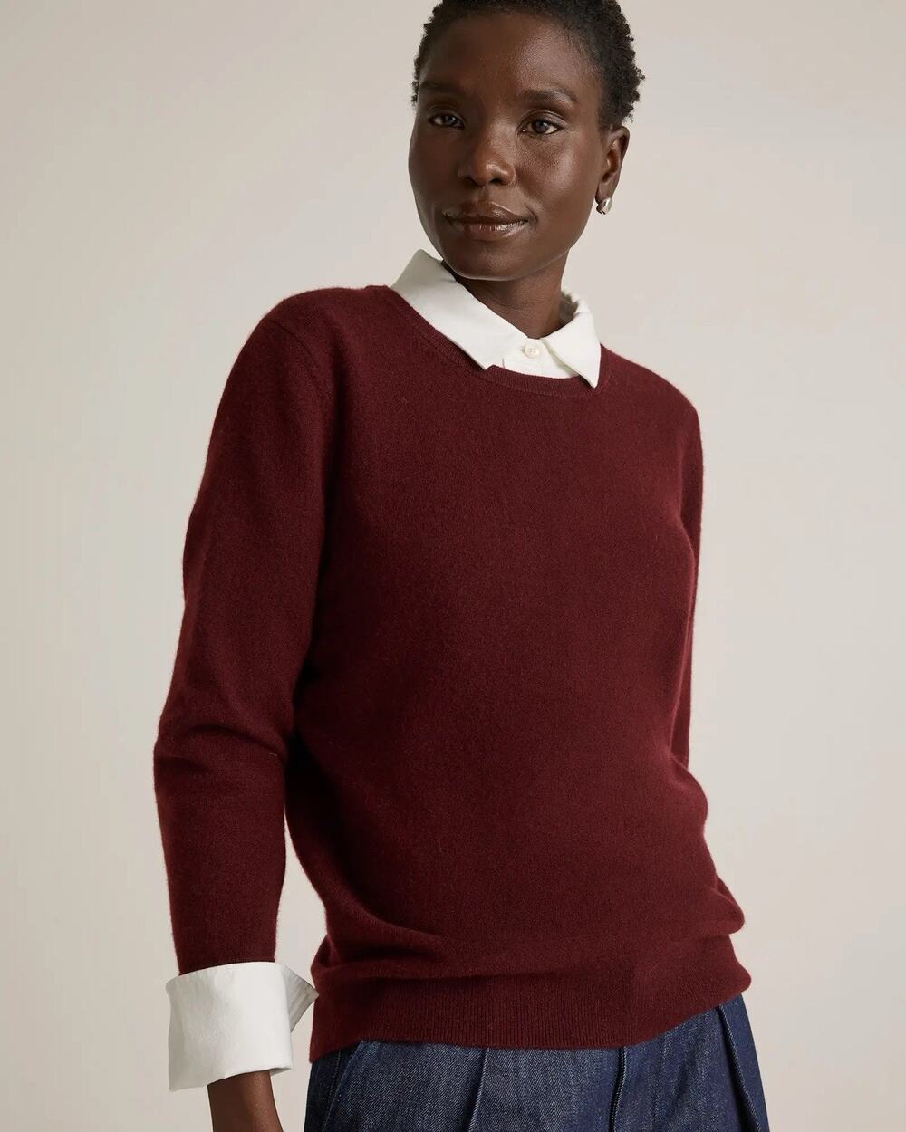 Quince Mongolian Cashmere Crewneck Sweater Rich Burgundy Size Small Women's